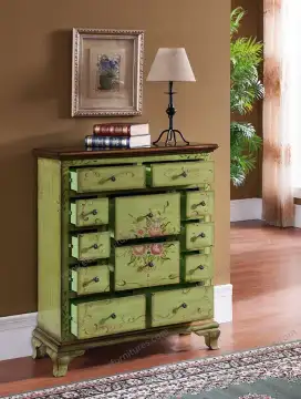Mediterranean style home furniture living room antique solid wood cabinet