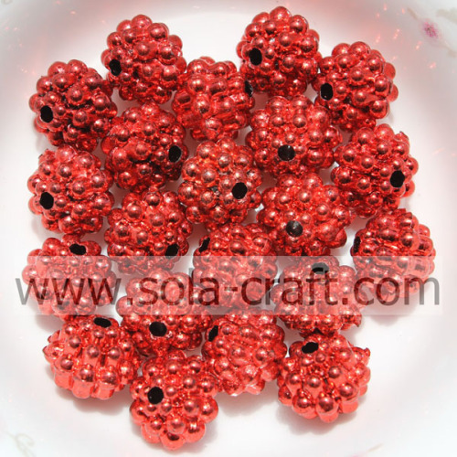 Online Hot Sale Red Color Acrylic Metallic Beads For Necklace