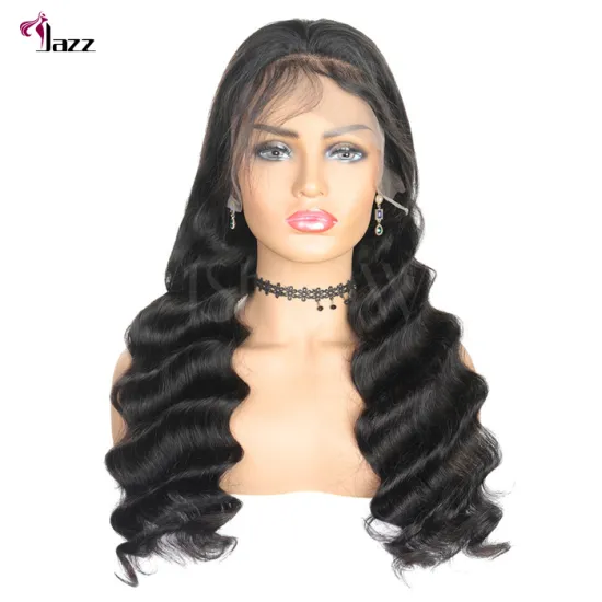 Wholesale 180% density 100% hundred human hair transparent 360 lace closure lace frontal wigs loose curly wave wig