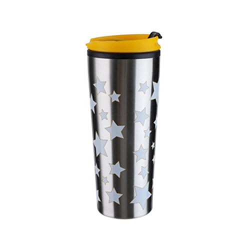 Double Wall Insulated Metal Shell Plastic Travel Mug