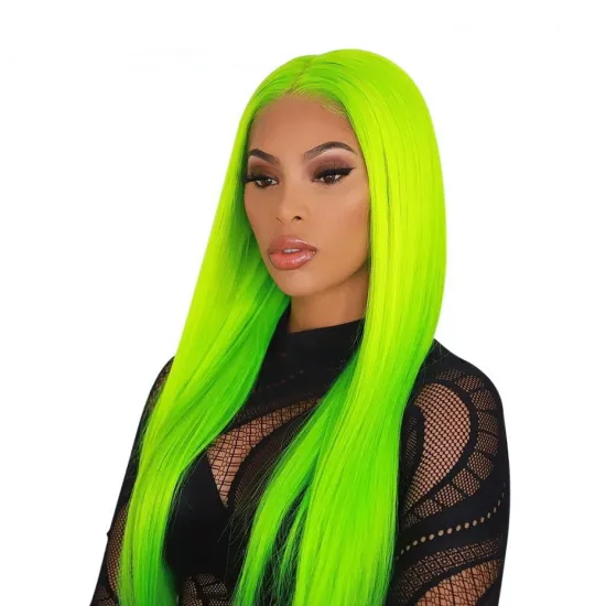 Glueless Cosplay Cheap Synthetic Wigs Light French colorful  Hair Long Silk Straight party wig with Heat Resistant Fiber Hair