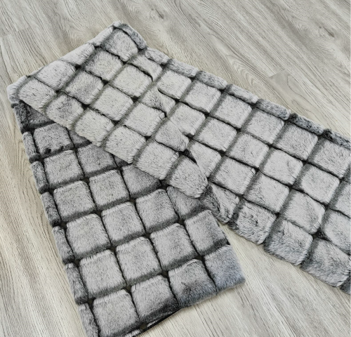 Checked Imitation Rabbit Fur Printed Home Textile Fabric