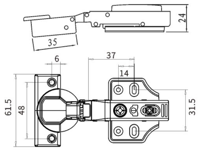 Stainless steel fixed small angle buffer hing