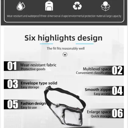 PVC waist pack PVC waterproof shoulder bag transparent waist pack