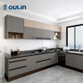 Melamine Cabinets Modern minimalist gray kitchen solid wood kitchen cabinet Factory