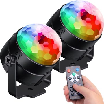 LED DJ Disco Ball Strobe Light - 7 Color Sound Activated Stage Light for Festivals and Events