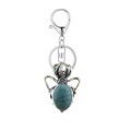 Turquoise 13X18mm Cabs Antique Silver Alloy Spider Pendant Keychain