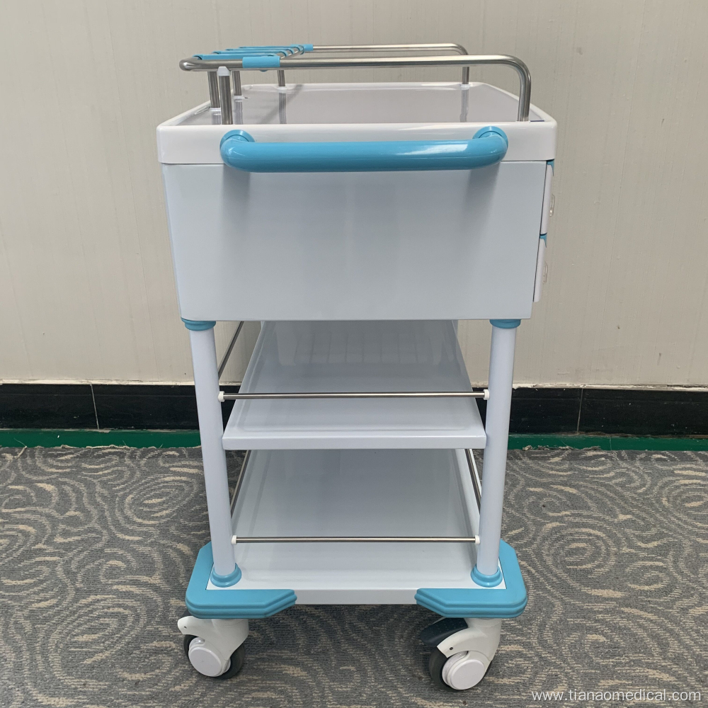 Hospital Steel ABS 2-Layer Drawer Treatment Trolley