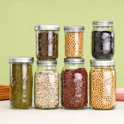 Clear Glass Mason Jar - Airtight Food Storage