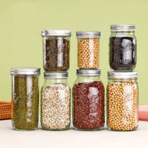 Jarra de pedreiro transparente - armazenamento de alimentos herméticos