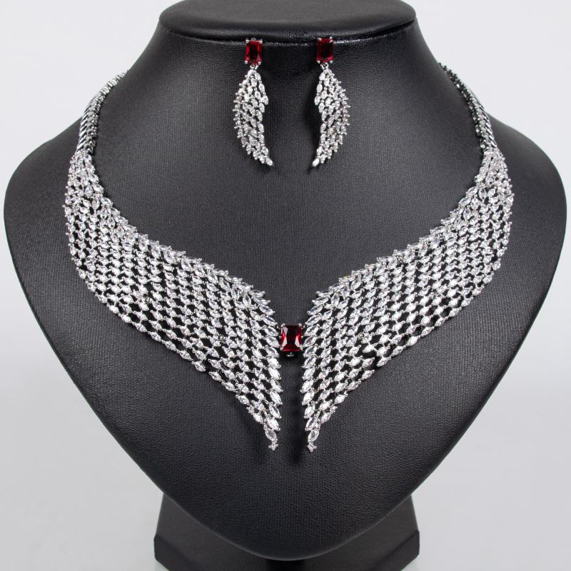 Wing Paved CZ Collar Bridal Set