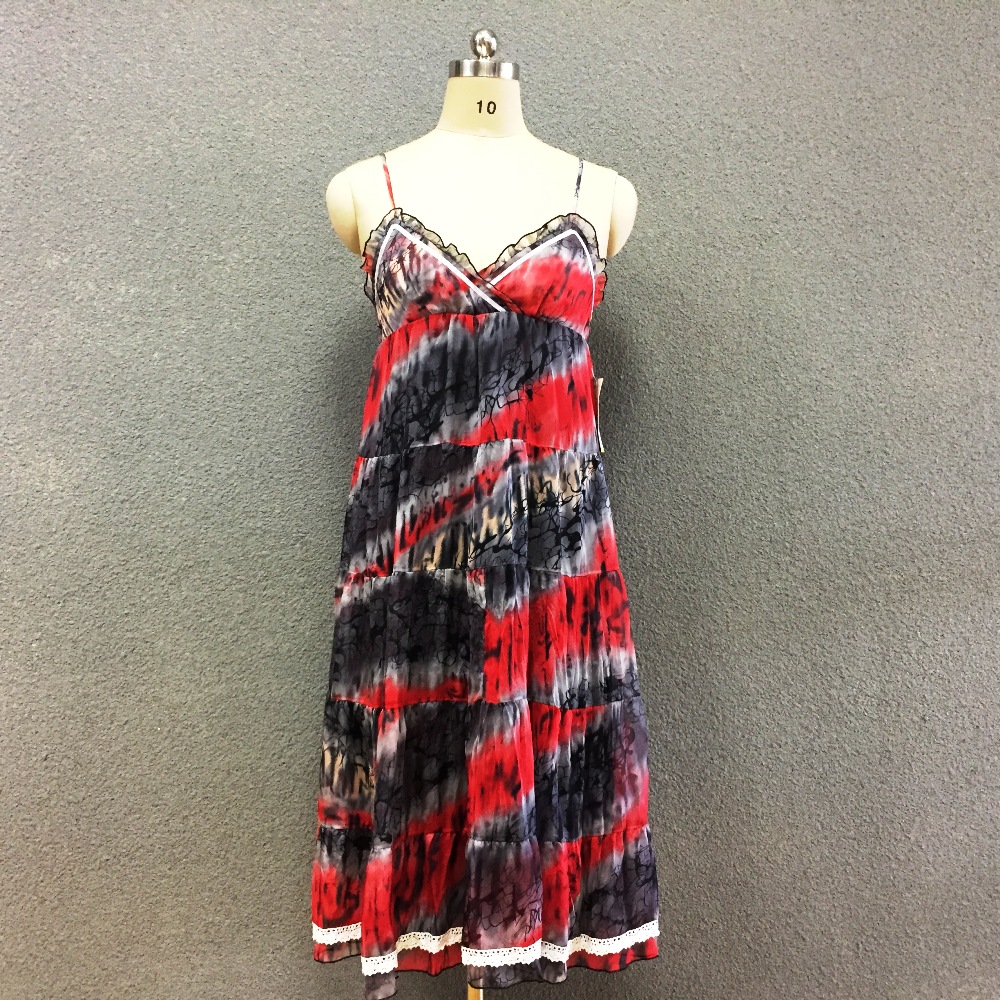 Women's polyester printed striped long dress