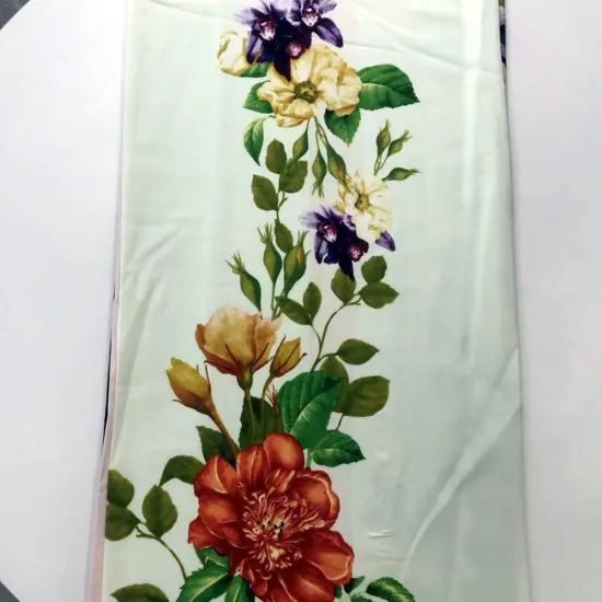 Flower Border Design Rayon Semi-Digital Print For Dress