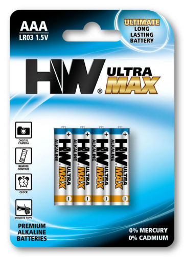 LR03 AAA 1.5V Alkaline battery (Ultra Max)/4pcs Card