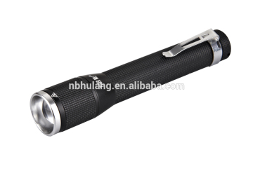 aluminum LED mini flashlight and zoom function pen clip flashlight