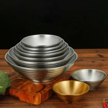 Japanese Style Stainless Steel Mixing Double-layer Soup Salad Ramen Bowl for Restaurants