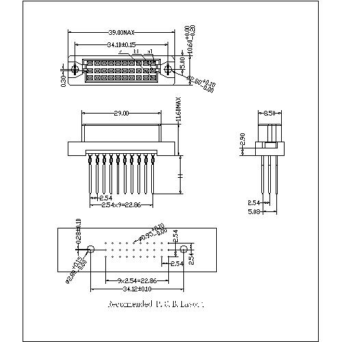 DFS-XX-XXX-319 Vertical Female Type 0.33C Compliant Press-Fit Connectors 30 Positions-Model