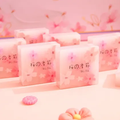 Cute Cartoon Sakura Erasers: Kawaii Stationery TPR Office Eraser Bulk Pencil Eraser for School