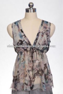 Woven ladies sleeveless tank top