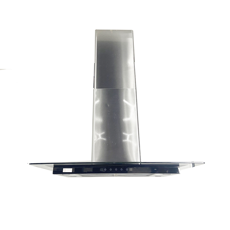 LED Ultra-Quiet with Blower Island-Mount Range Hood 940CFM Black Glass Stainless Steel Vent Hood Modern Europe Exhaust Hood