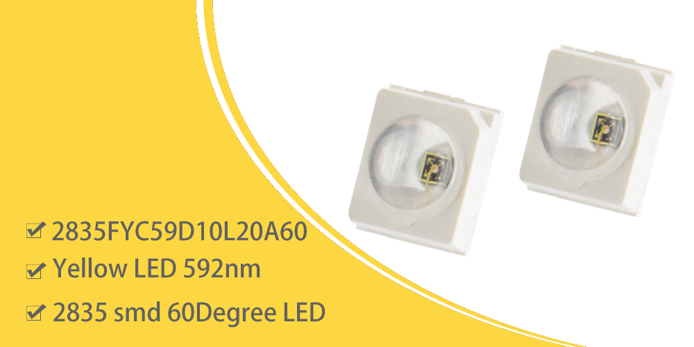 2835FYC59D10L20A60 Dome Lens SMD Amber LED Diode 150mA 60 degree 2835 LED 590nm