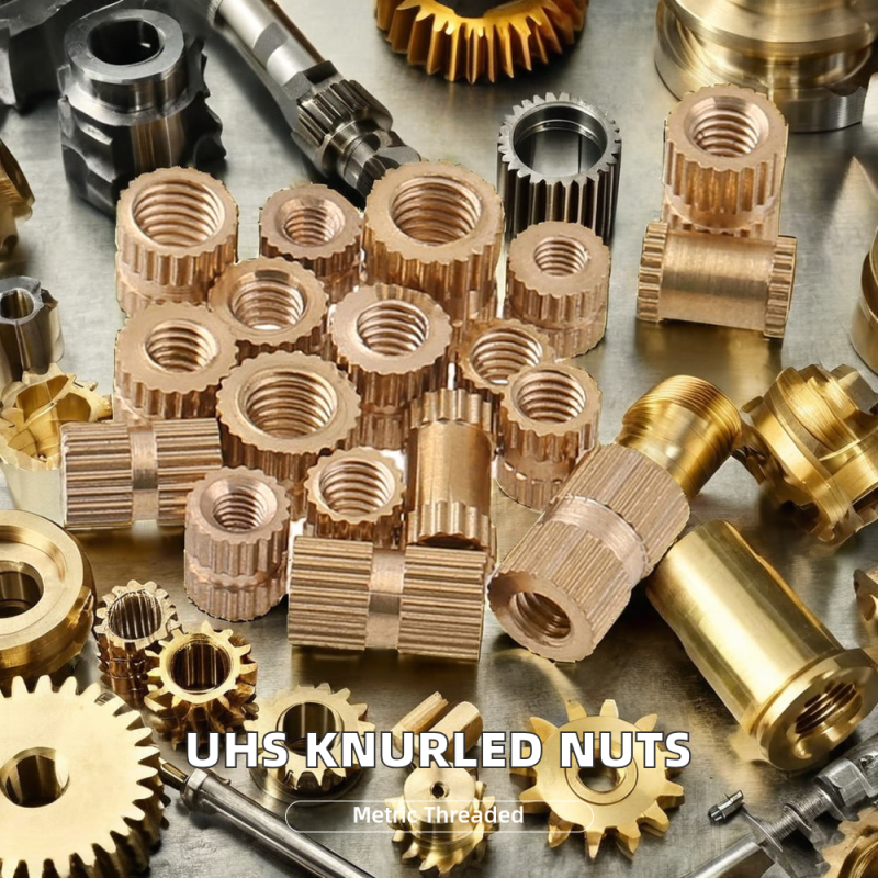 Brass Female Threaded Inserts M2-M6 Press Nut with Flat Head Ultrasonic and Heat-treated Knurled Nuts for Mining Hex Nut Type