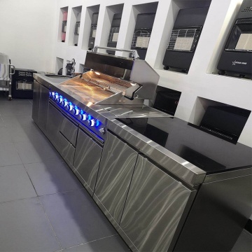 Perabot keluli tahan karat luaran moden dan kabinet dapur tahan lama