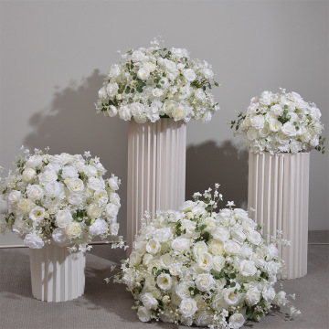 Customized White Rose und Greenery Ball Centerstücke für Hochzeiten