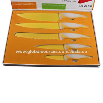 Nonstick coated knife with PP and bamboo cutting board