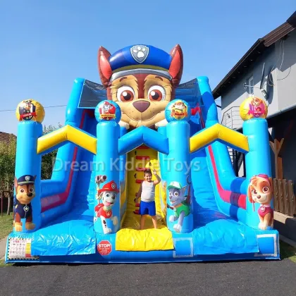 Kids Outdoor Animal Patrol Dog Paw Inflatable Slide - Bounce Slide & Inflatable Combo