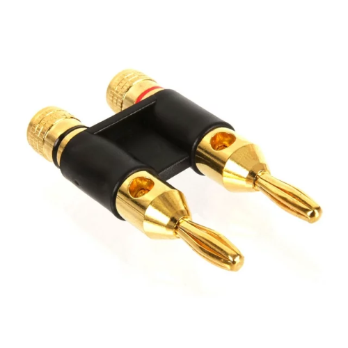 Black Dual Banana Plug Gold Plated Audio Connector