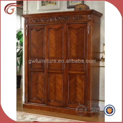 China antique solid wood bedroom wardrobe A76