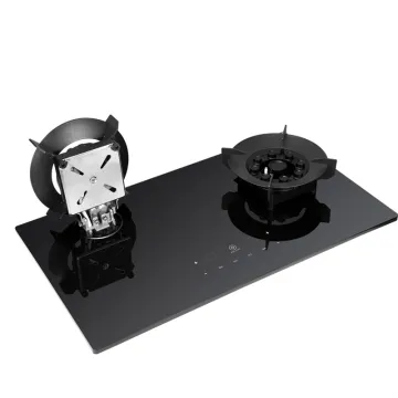 Flip Top gas cooker touch screen electric smart Timer gas cooktops glass top battery 2 burner gas stove for kitchen