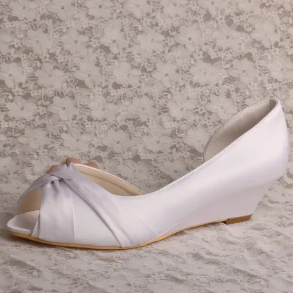 Peep Toe Wedge Wedding Shoes