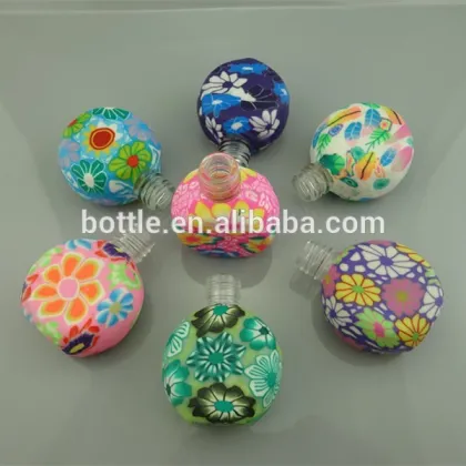 empty round fancy fimo polymer clay 5ml car perfume bottle with wooden cap