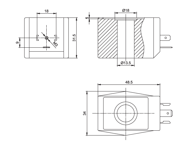 Dimension of BB13531508 Solenoid Coil: