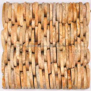 Hot Sale Natural Yellow Stacked River Pebble Stone Mosaic Tile for Outdoor Garden Decoration