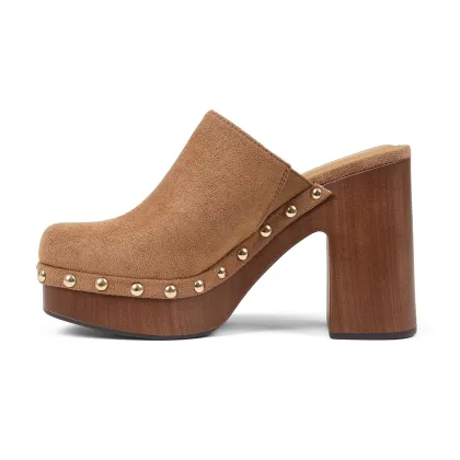 Casual Platform Riveted Slip-On Mule Sandals