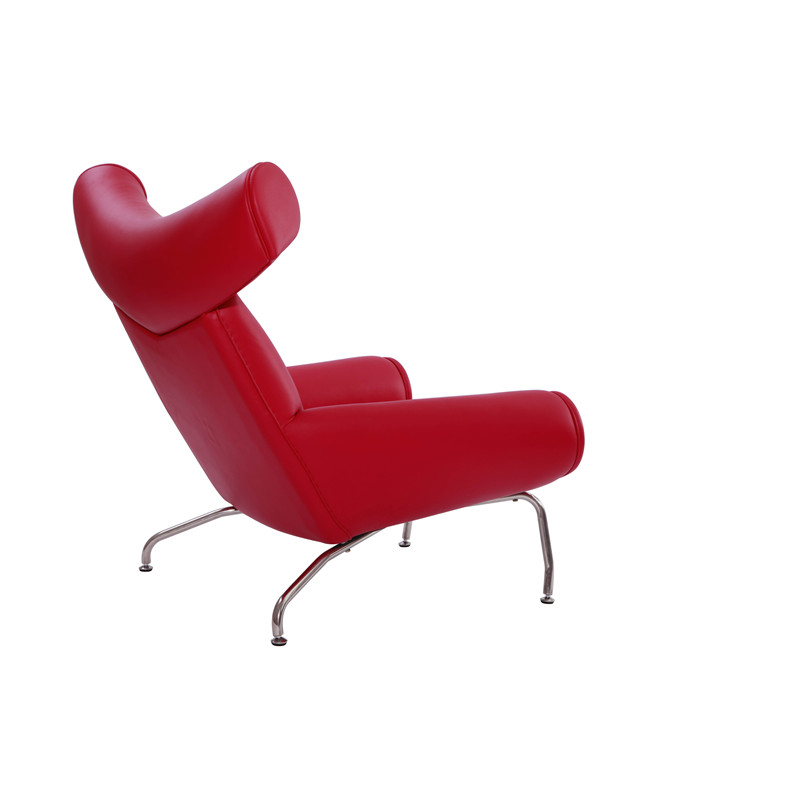 Hans Wegner Red Leather OX Lounge Chair طبق الاصل