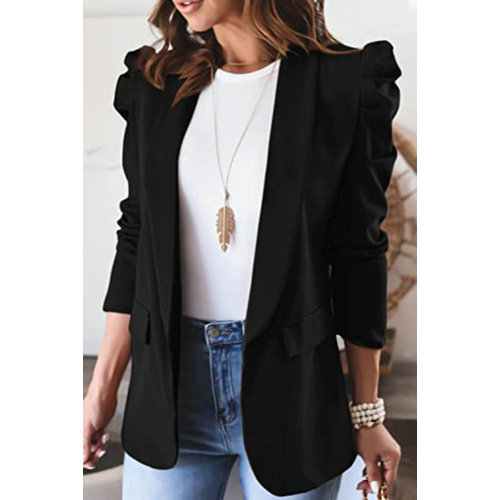 Frauen Puffärmel Revers Casual Blazer