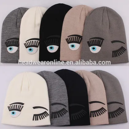 Winter Kid Knitted Cap Beanies With Big Eye Glue Chapter