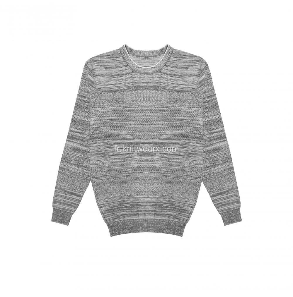 Pull tricoté pour hommes Charcoal AB Yarn Crewneck Pullover