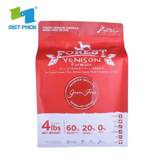Box Pouch for Pet Food; Food Package Flat Bottom Gusseted Bag