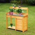 Outdoor Potting Bench Table with Mental Table Top