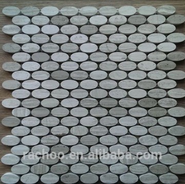 Light wood Oval marble stone mosaic tile