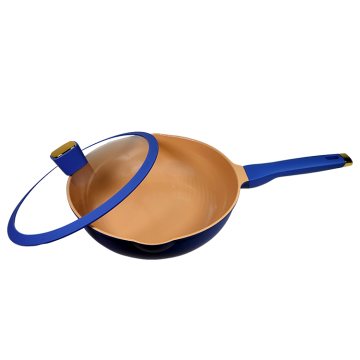 HK Large Capacity Non-Stick Deep Blue Flat Bottom Steak Fry Pan
