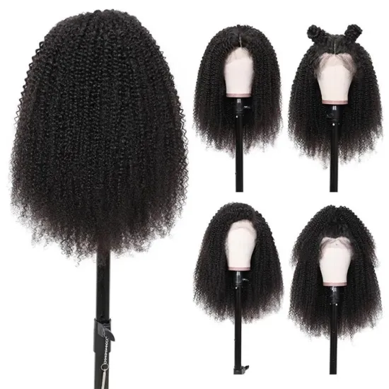 short curly hair wave lace front wig, indian kinky curly human hair wigs for black women