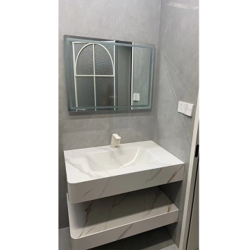 Custom Calacatta White Sintered Stone Bathroom Vanity Tops