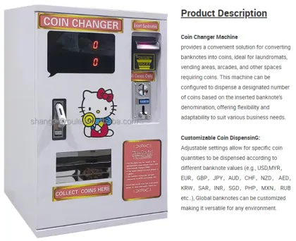 Mini Table-Top Paper Money and Coin Dispenser Machine for Coin Operated Games