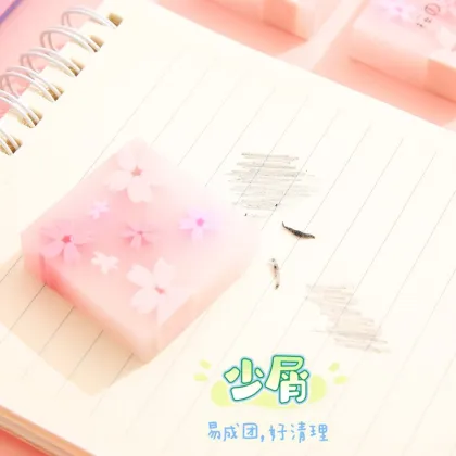 Cute Cartoon Sakura Erasers: Kawaii Stationery TPR Office Eraser Bulk Pencil Eraser for School